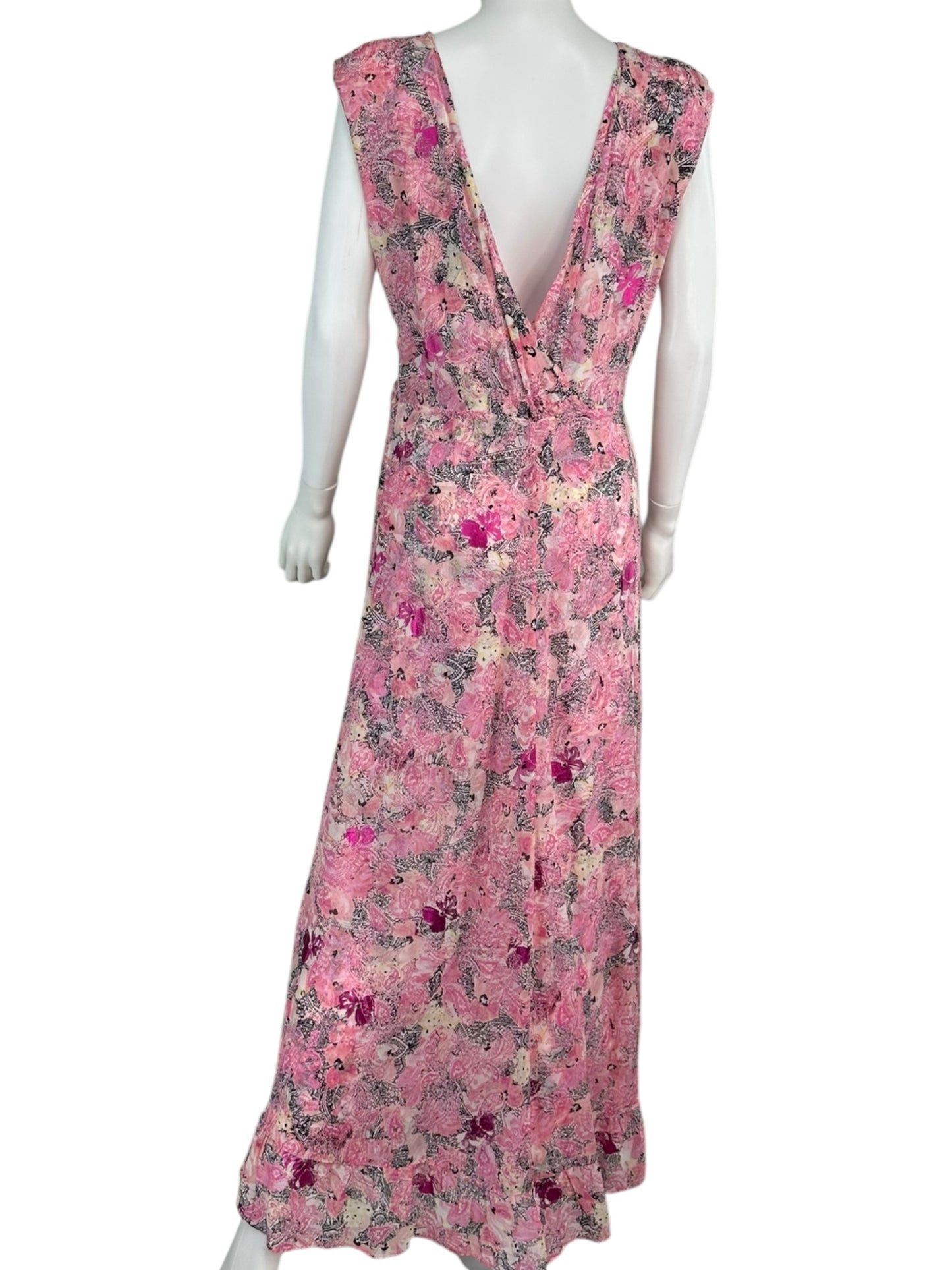 THE KOOPLES Pink Floral Midi Dress Size 3