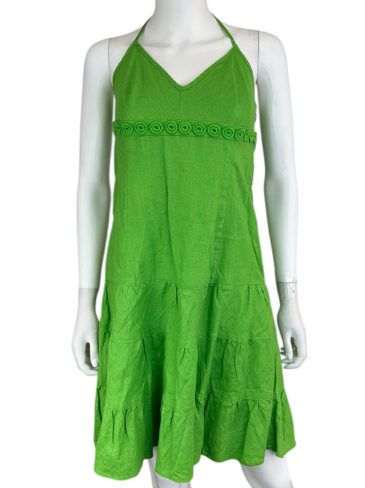 J. Crew NWT Green 100% Linen Casual Dress Size 4P