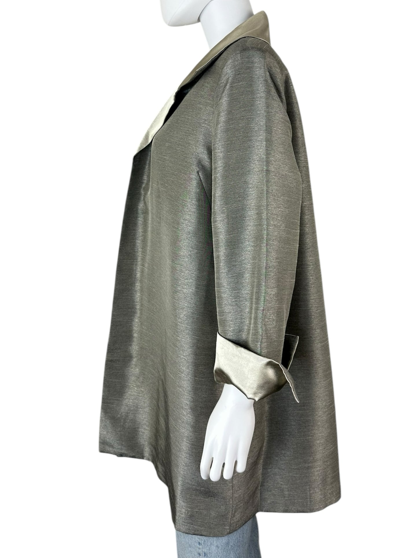 Chico's NWT Pewter Shantung Topper Coat Size 8/10