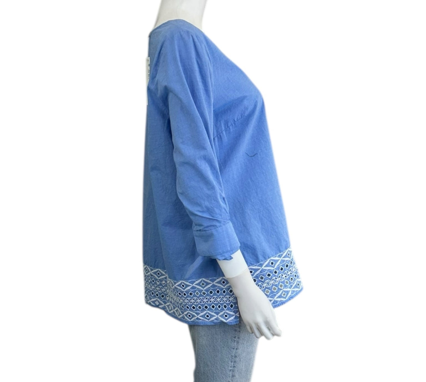 Talbots Blue 100% Cotton Blouse Size L