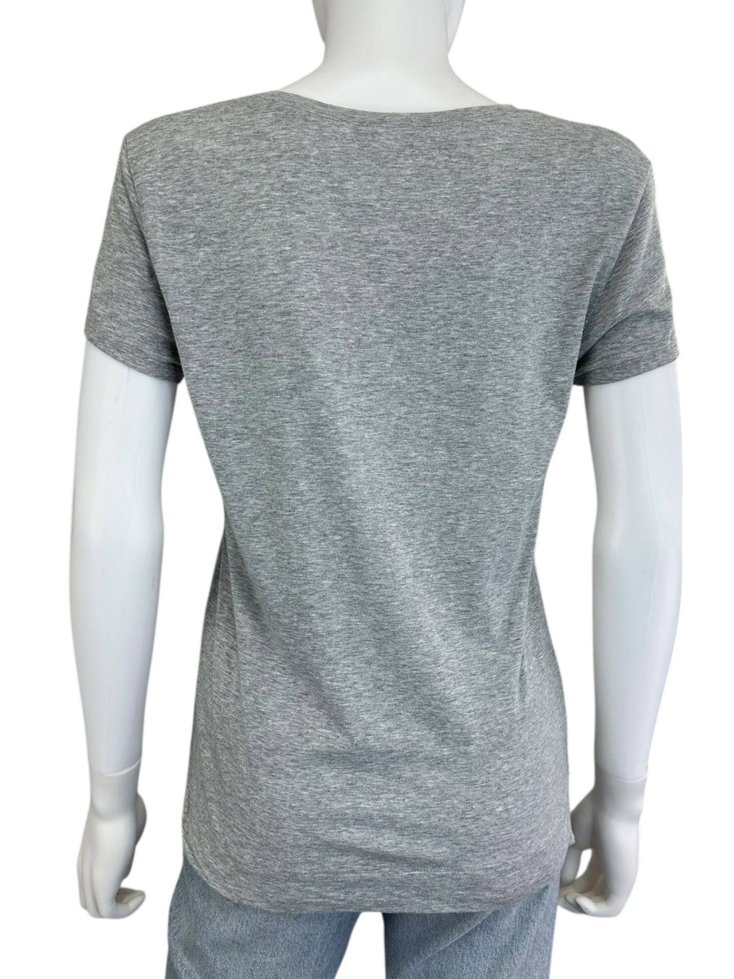 WHITE + WARREN Gray V-Neck Top Size M
