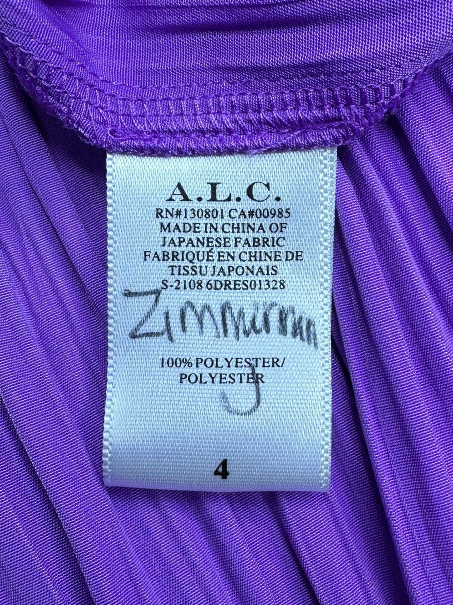 A.L.C Purple Long Belted dress Size 4