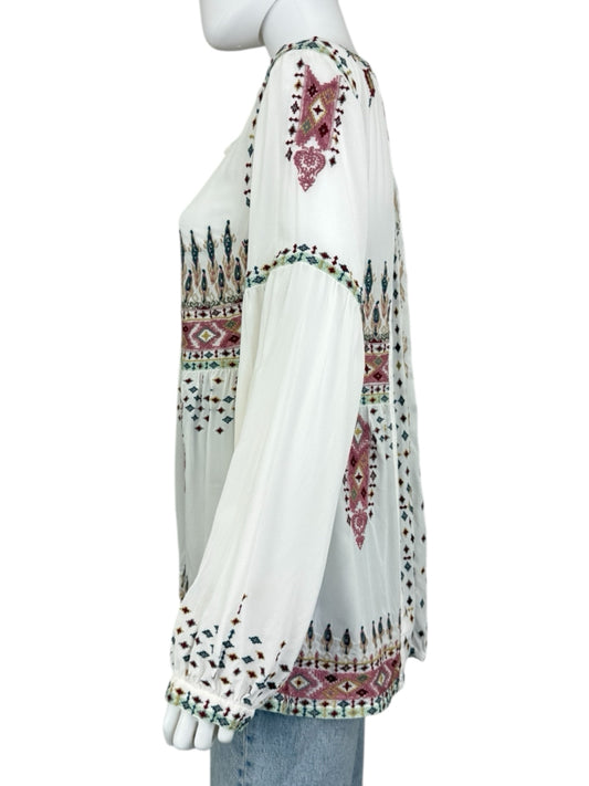 Johnny Was NWT 100% Silk Embroidered Deliza Blouse Size S