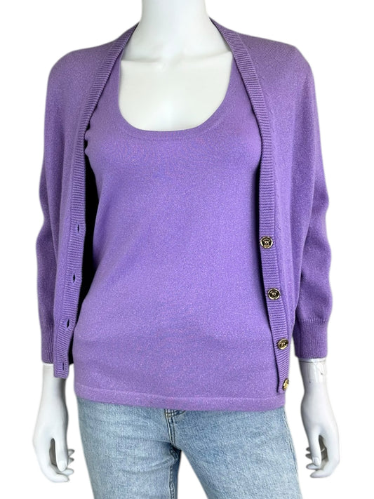 MICHAEL KORS Purple Cashmere Blend 2 PC Knit Set Size M
