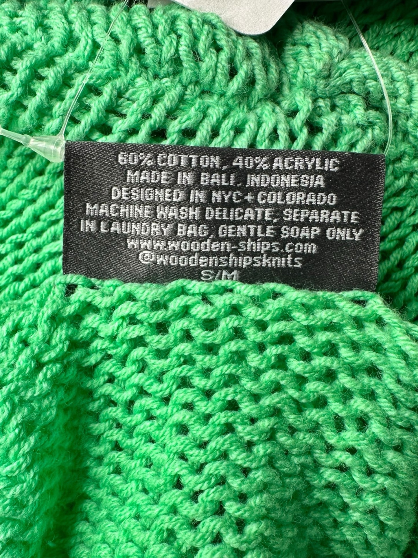 Wooden Ships NWT Green Rose Sweater Size S/M