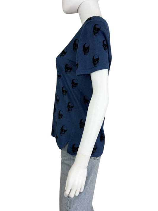 SKULL CASHMERE Blue Linen Skull Sweater Size M