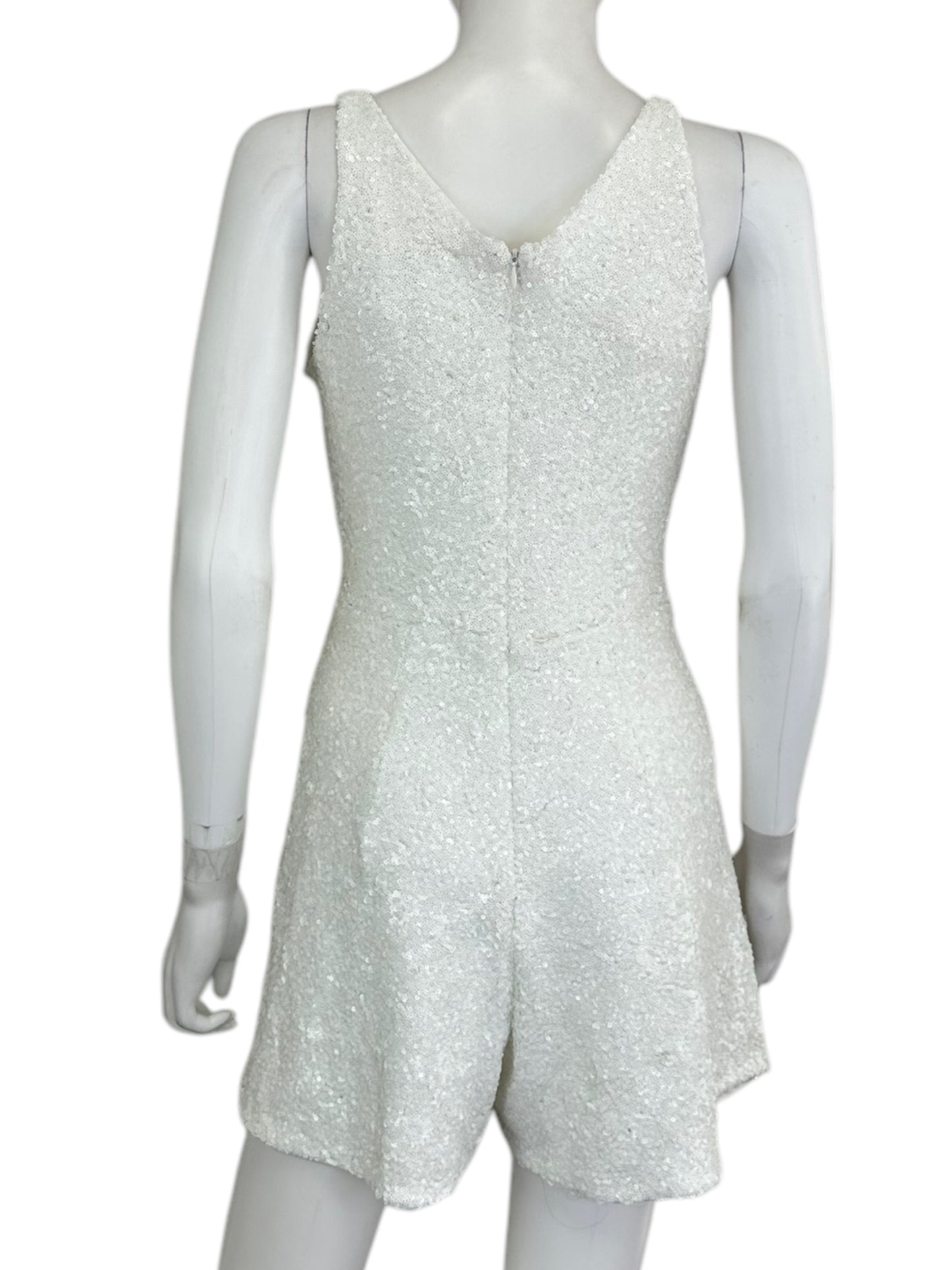 DRESS THE POPULATION White Sequined Romper Size M