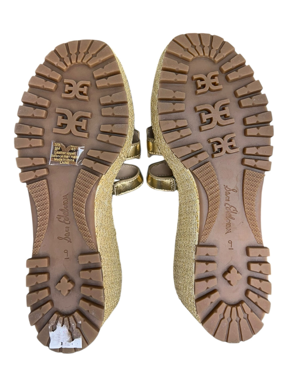 Sam Edelman Gold Laine Espadrille Platform Wedges Size 9