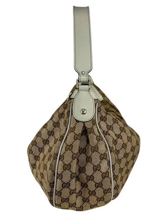 Gucci Tan Medium GG Canvas Sukey Shoulder Bag Designer Handbag