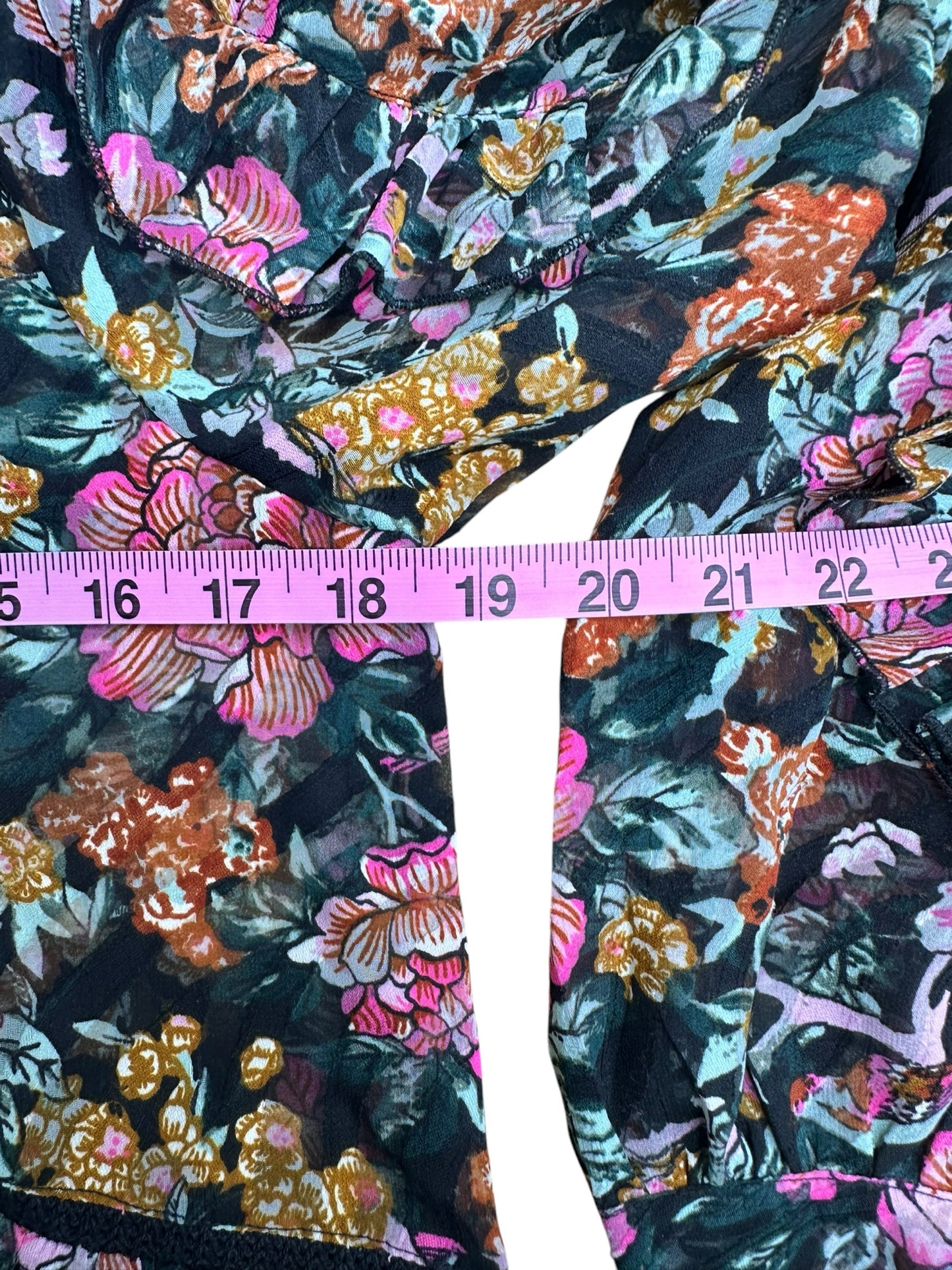 TOPSHOP Teal Floral Ruffle Blouse Size 8