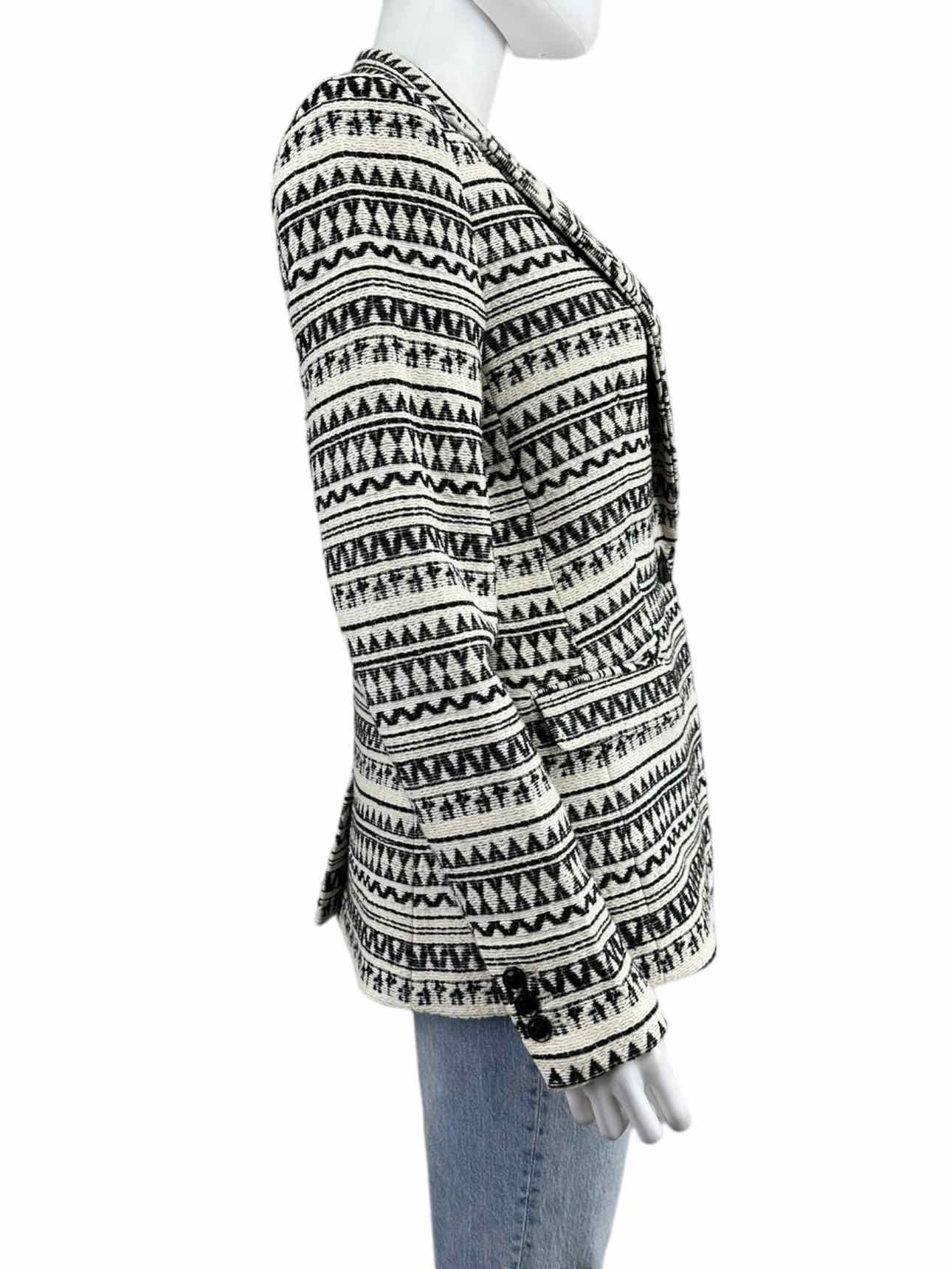 BANANA REPUBLIC Black & Cream Jacquard Blazer Size 6