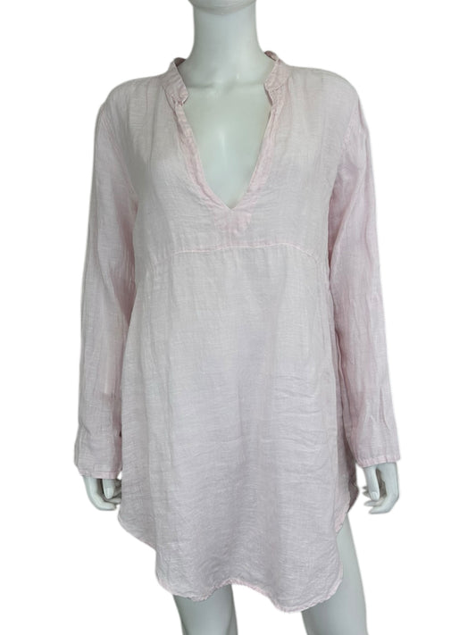 cp shade Light Pink Linen Long Sleeve Shirt Dress Size XS