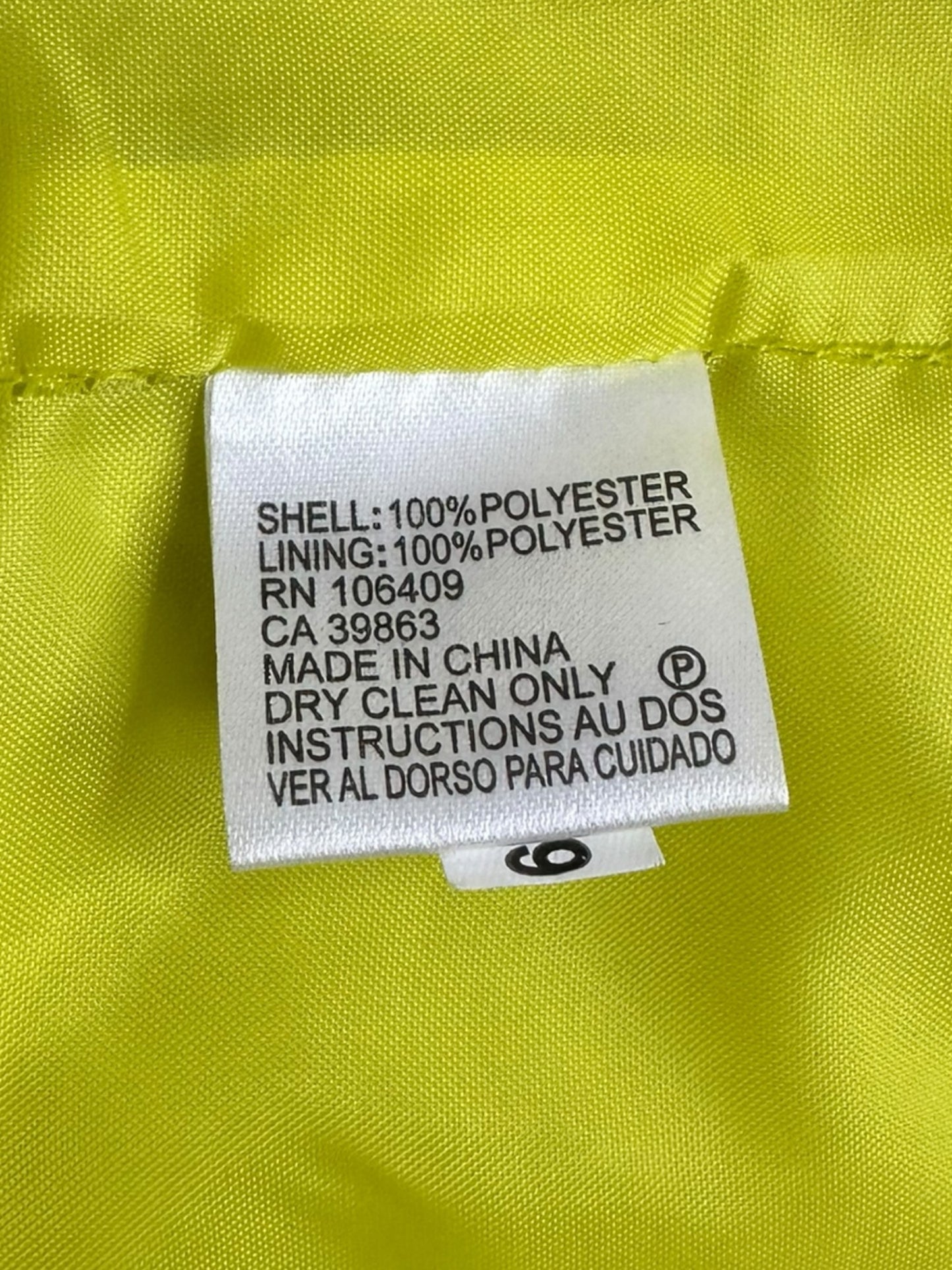 TAHARI Yellow Cocktail Dress Size M