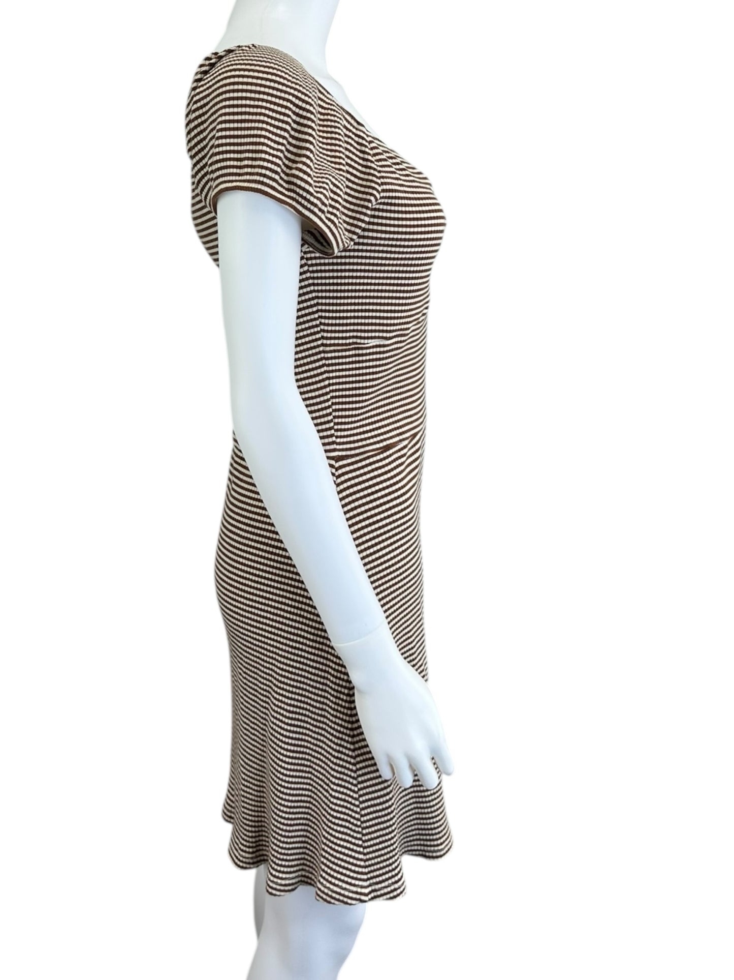 REFORMATION Brown and White Stripe Knit Dress Size S