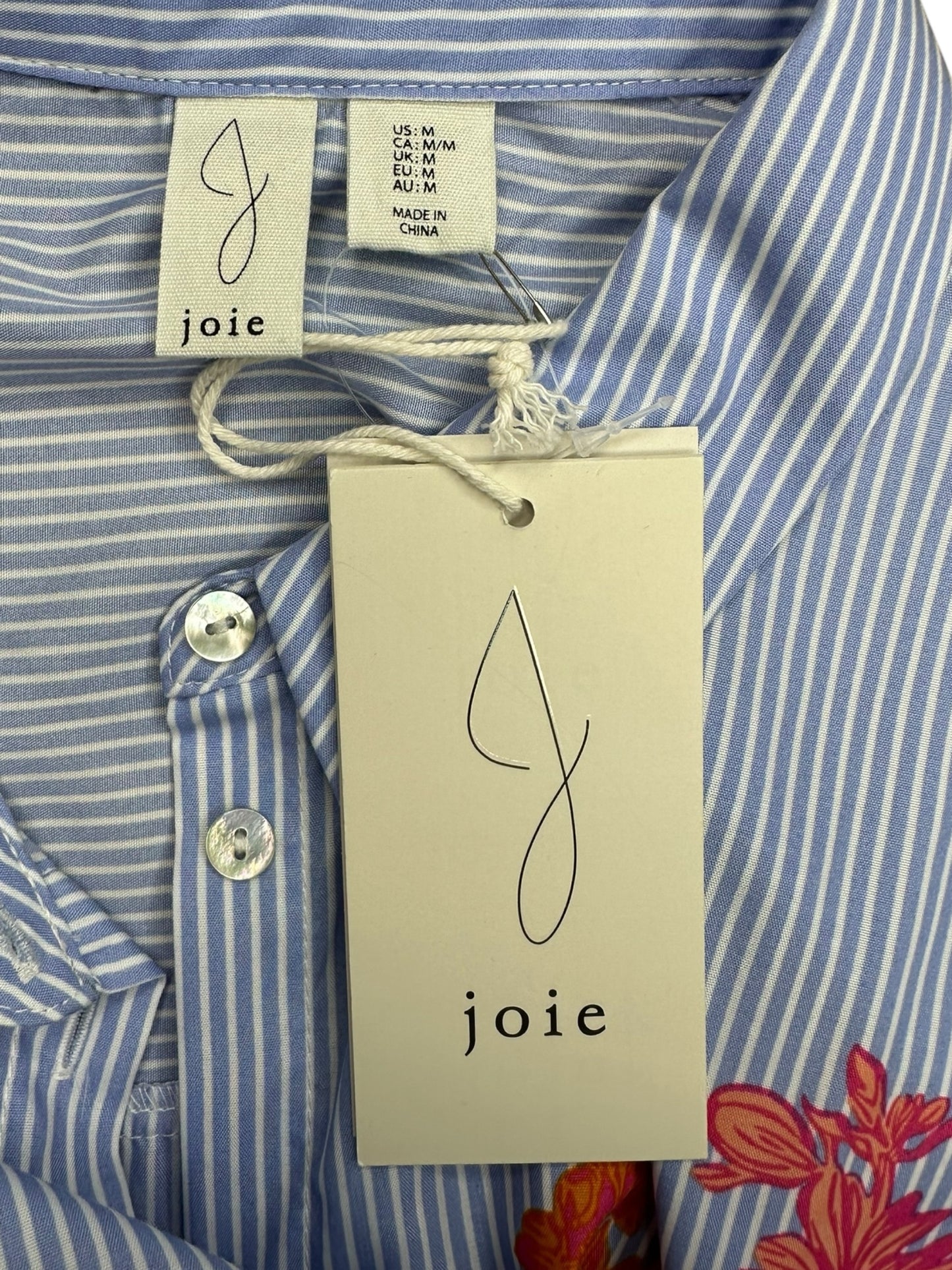 joie NWT Blue Striped Floral Button-down Shirt Size M