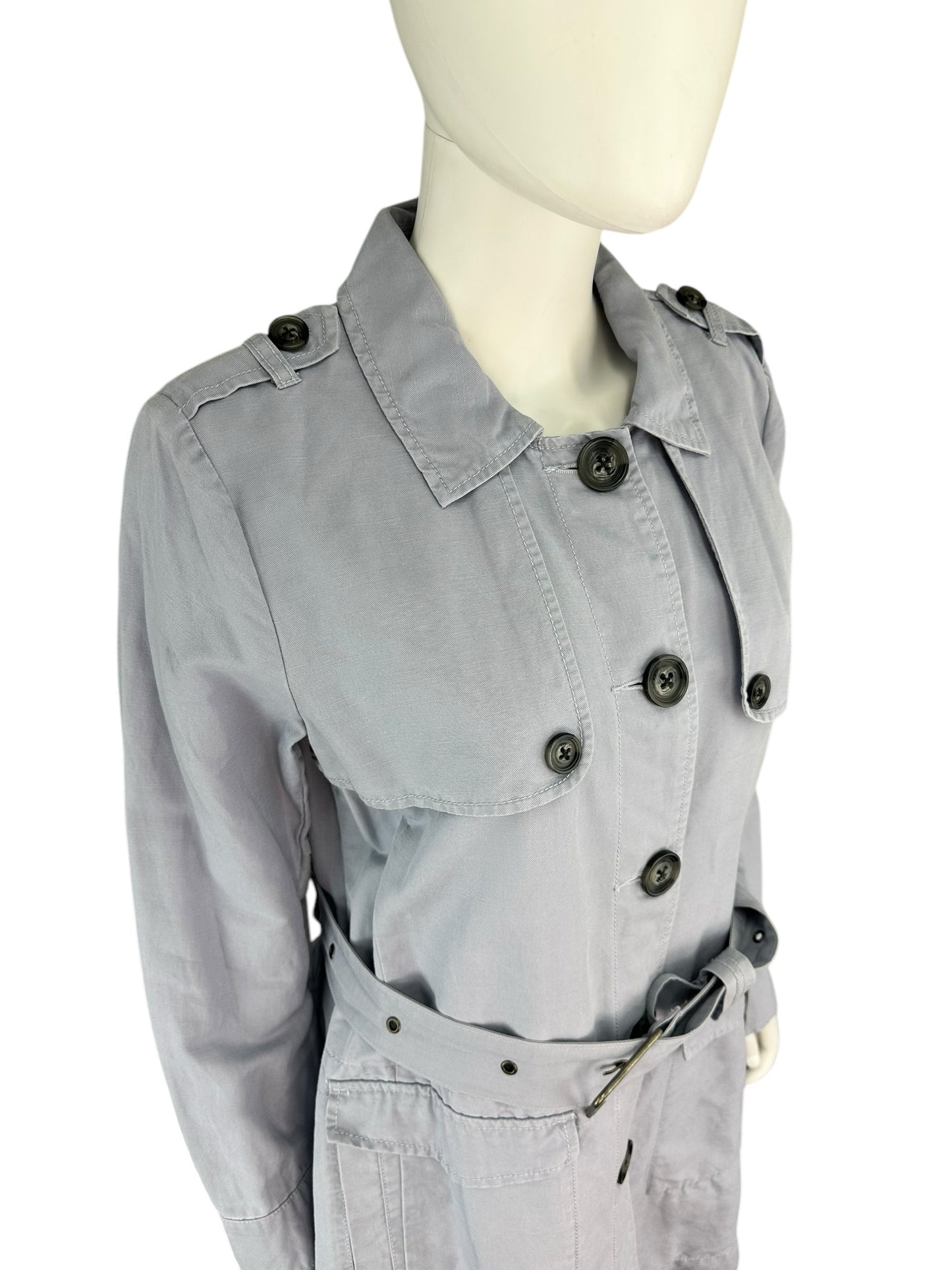 cabi Pastel Blue TANNER Trench Coat Size M