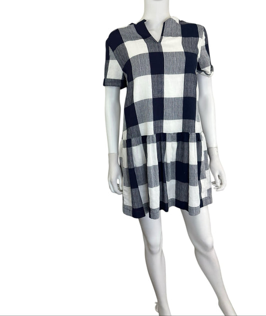 Maeve Navy And White Check Dress Size S