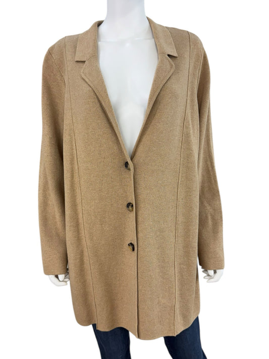 J. Jill Tan Sweater Knit Blazer Size XL