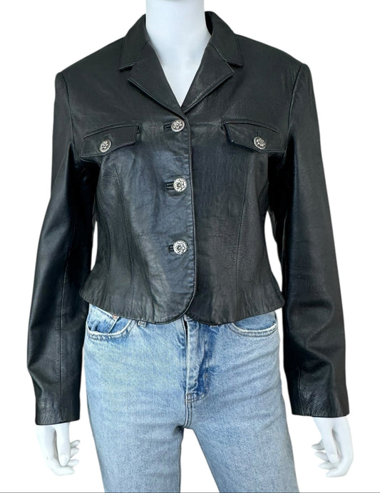 Vintage Cripple Creek Black Leather Jacket Size M