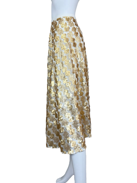 Seen WORN kept NWT Gold Sequin Amanda Midi Skirt Size 10