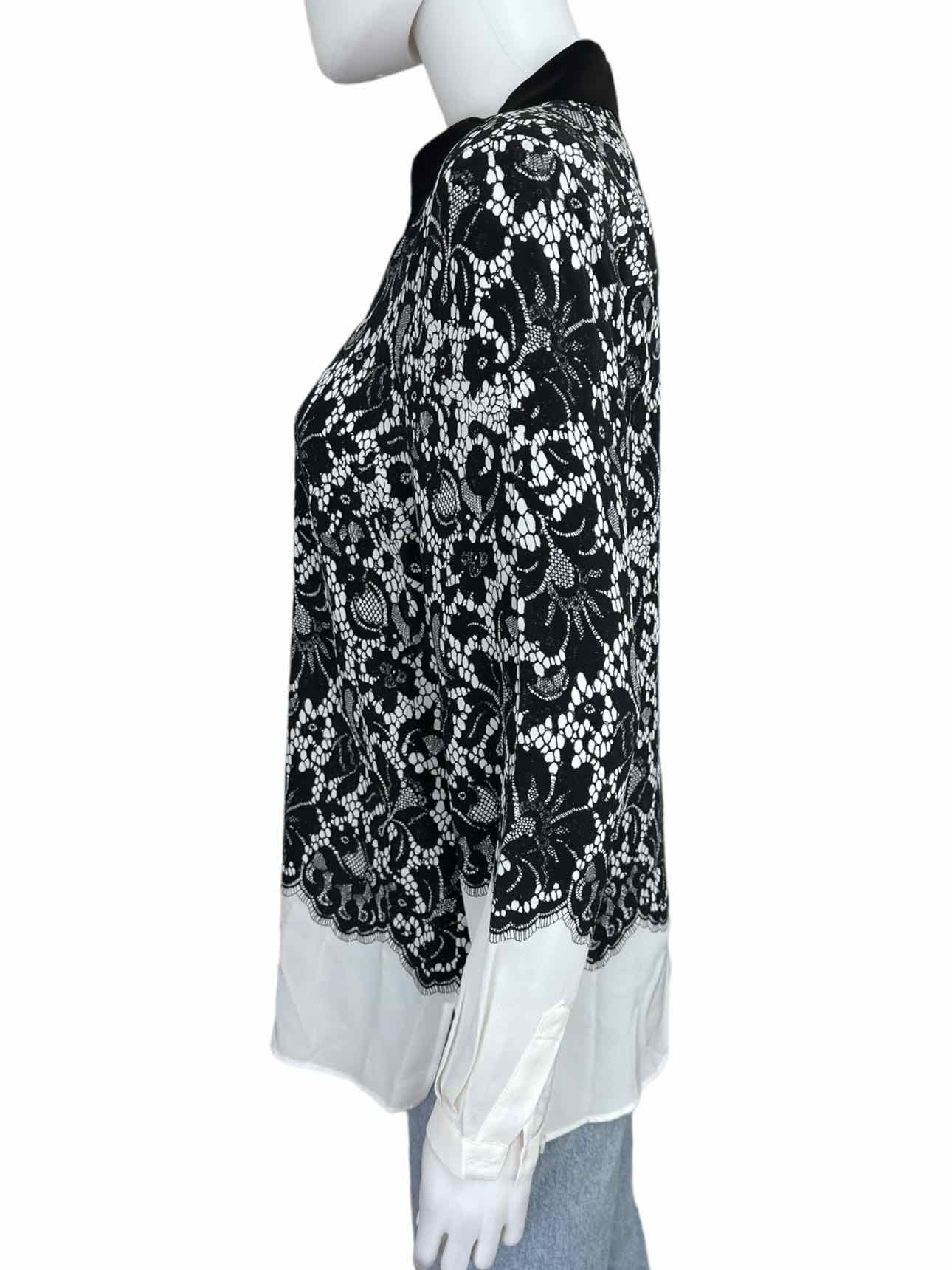 GO Silk Black Lace 100% Silk Button-down Size M