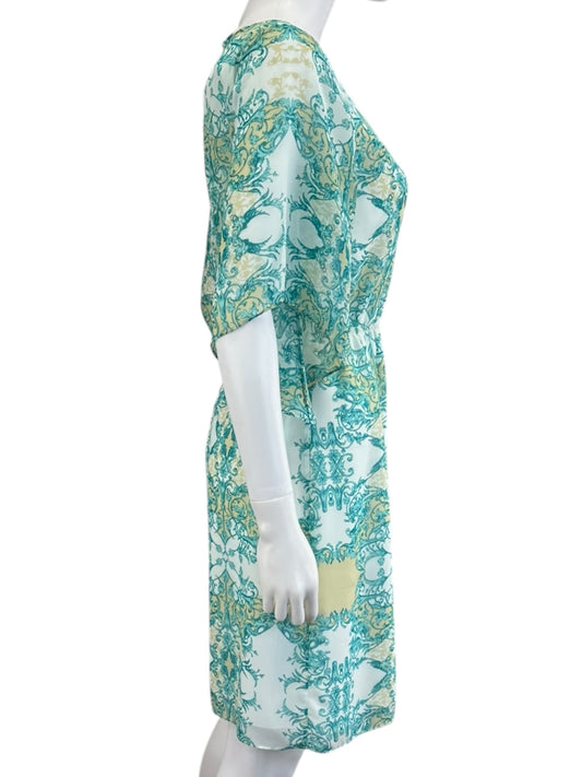 ANTONIO MELANI Teal Paisley Mini Dress Size 2