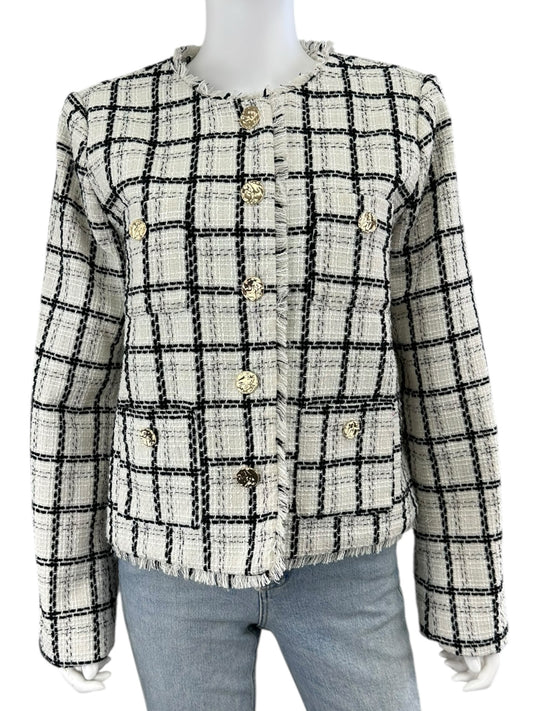 TAHARI Plaid Tweed Jacket Size L
