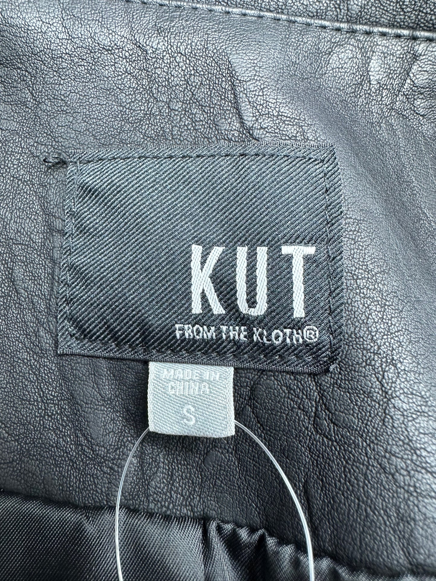KUT from the Kloth Black Faux Leather Moto Jacket Size S