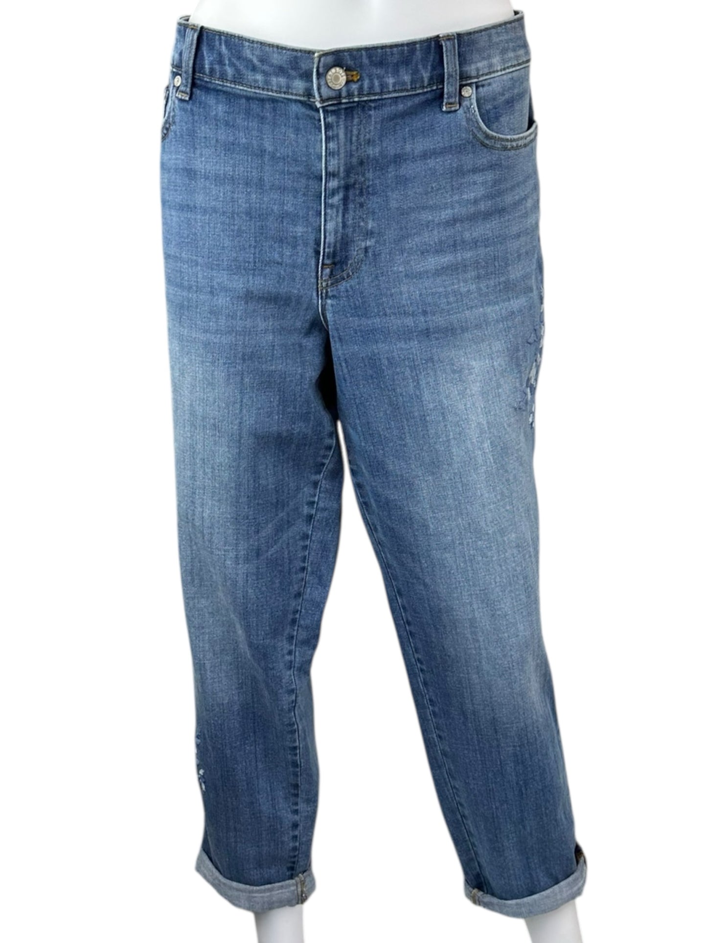 Talbots Flawless Girlfriend Embroidered Jeans Size 14