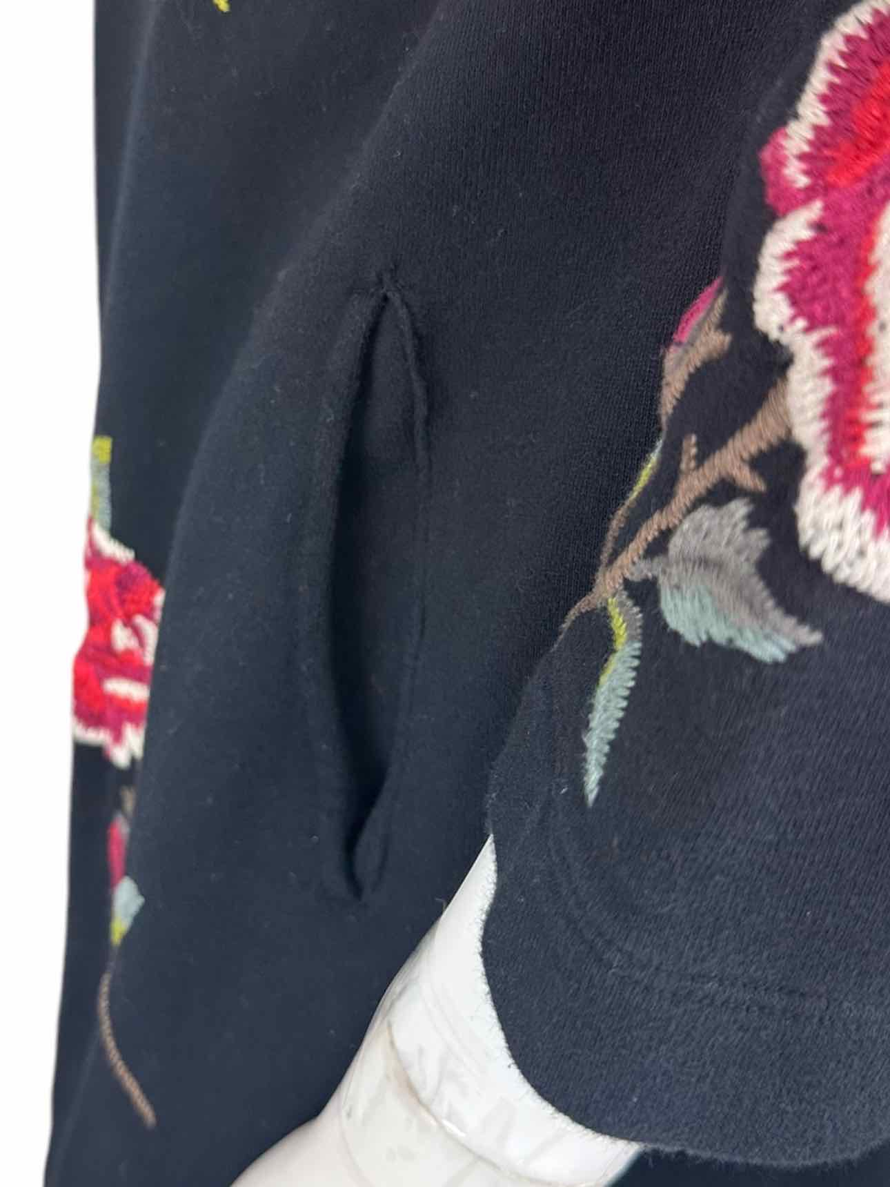 Johnny Was Black Floral Embroidered Cardigan Size S