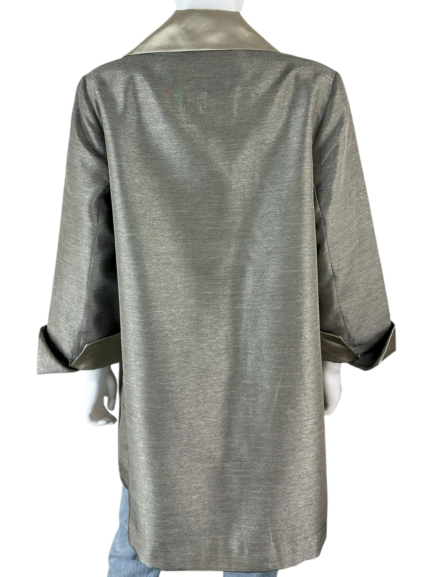 Chico's NWT Pewter Shantung Topper Coat Size 8/10