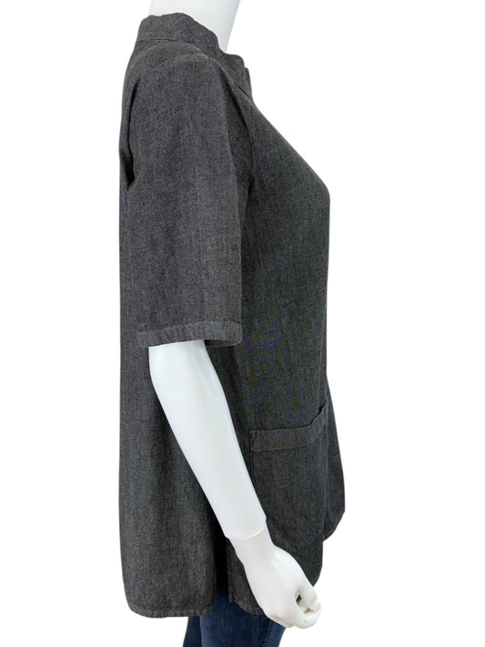 EILEEN FISHER Gray Organic Cotton Blouse Size XS