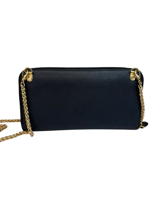 PRADA Navy Saffiano Leather Convertible Crossbody Wallet