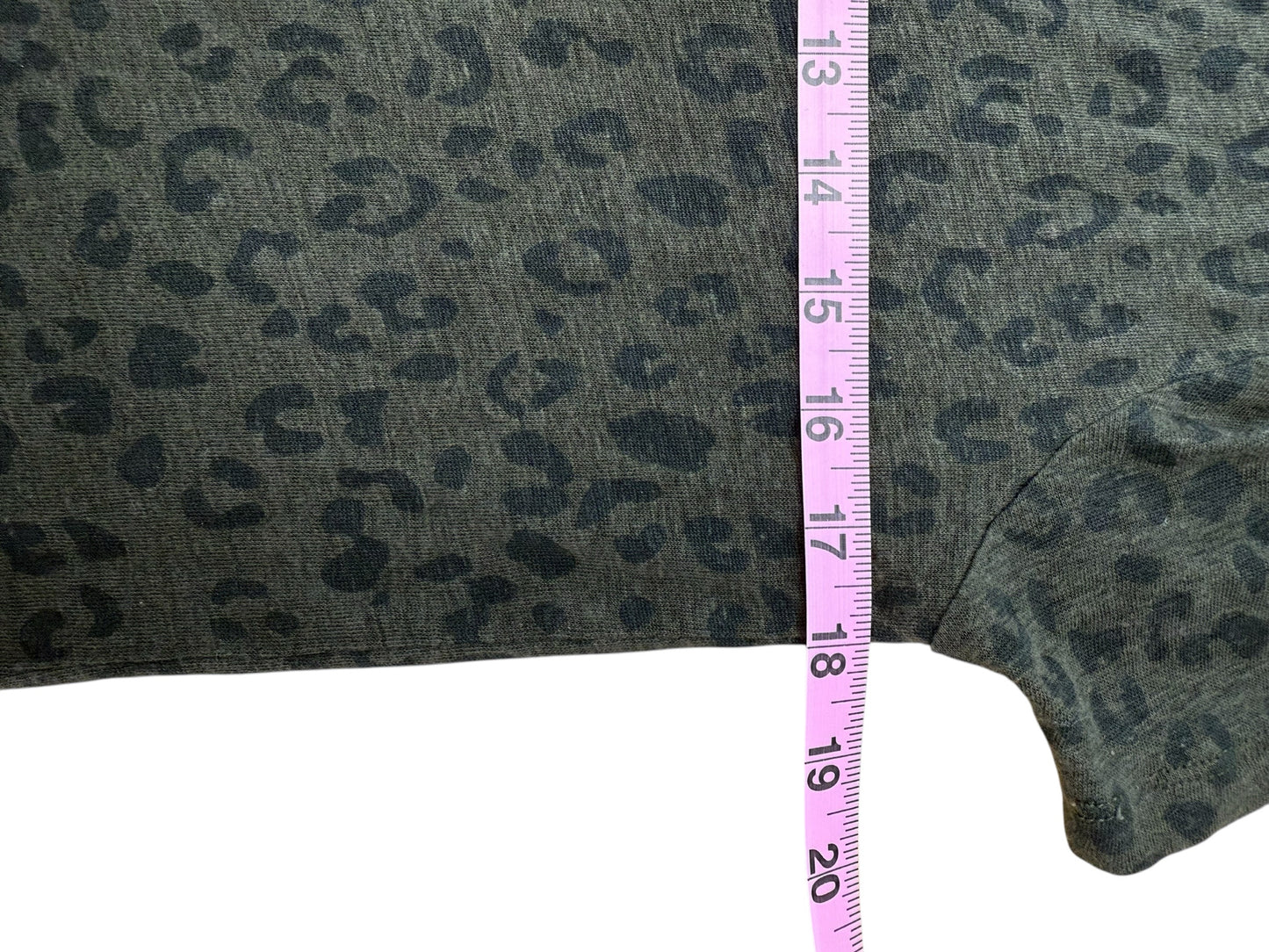 Rails Green Linen Leopard Print Knit Top Size M