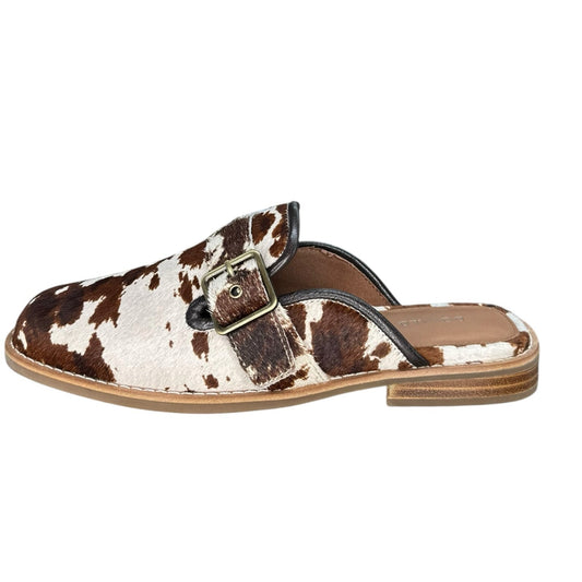Donald Pliner 'SABEL' White/Brown Cow Print Mules Size 8.5