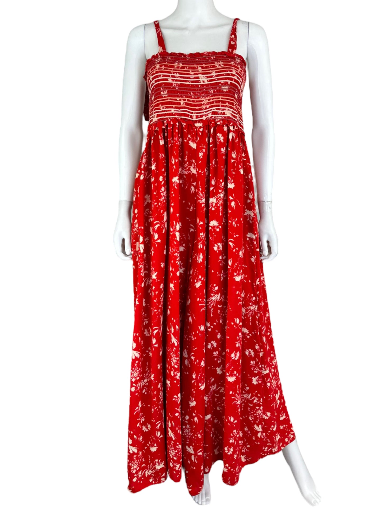 Free People Red Flowy Jumpsuit Size S