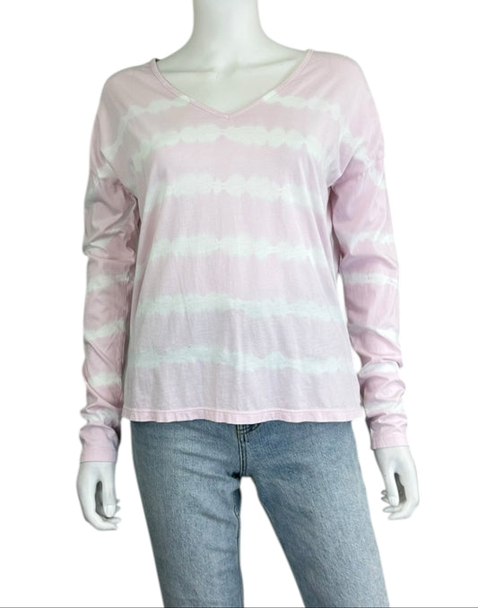 WHITE + WARREN 100% Cotton Pink Tie Dye Knit Top Size S