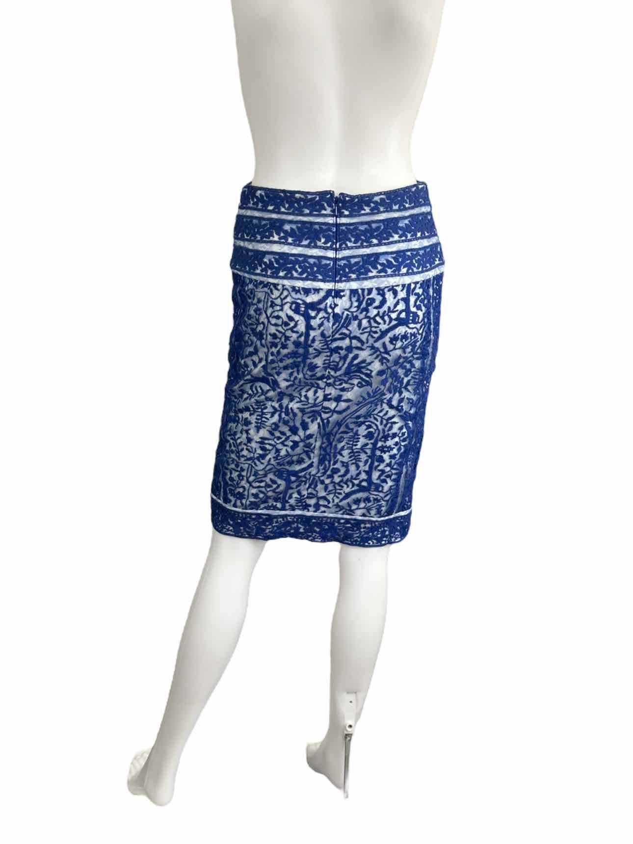 TADASHI SHOJI Blue Lace Pencil Skirt Size 4