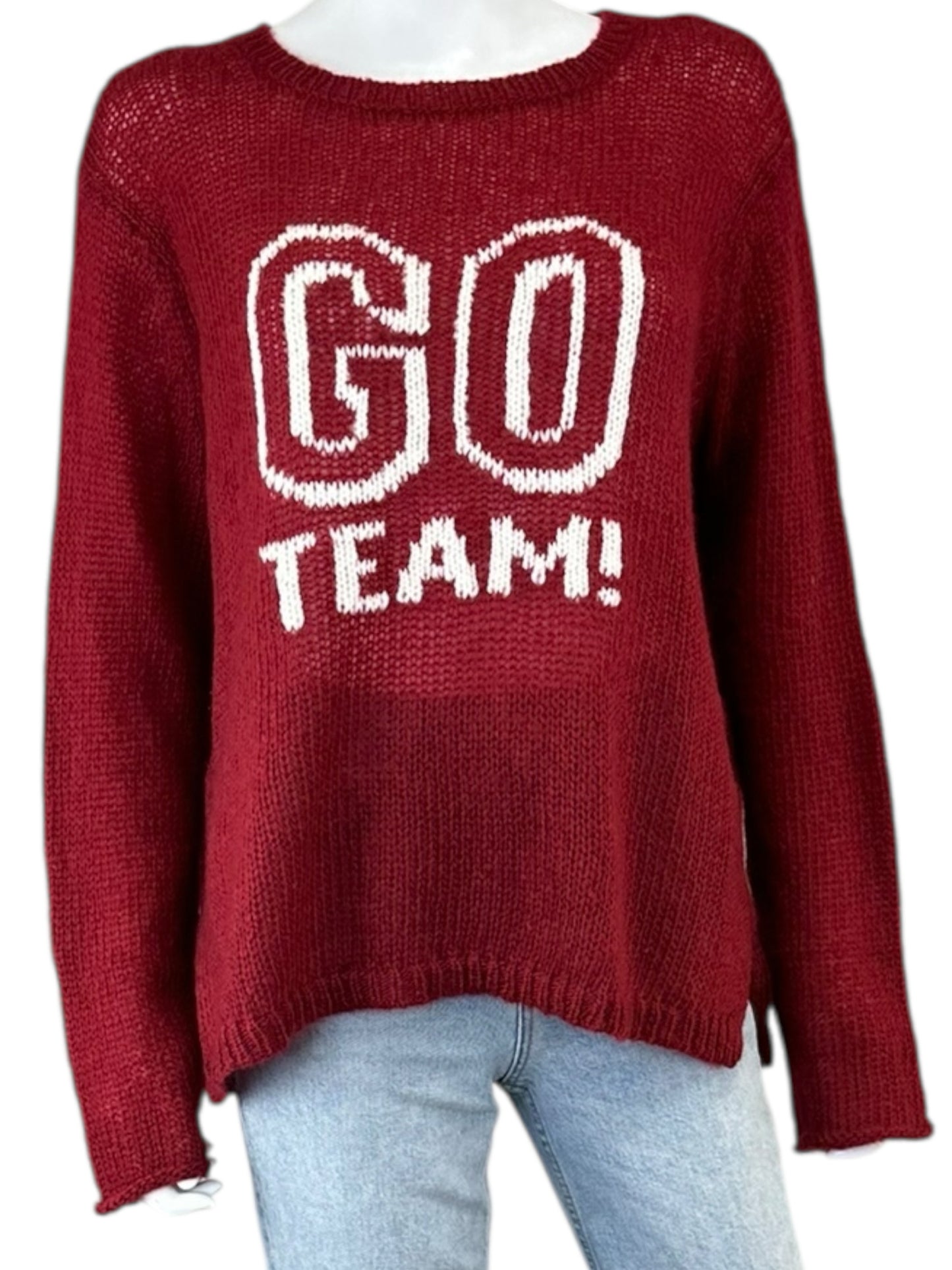 Wooden Ships NWT Red Ruby Jane GO TEAM Sweater Size S/M