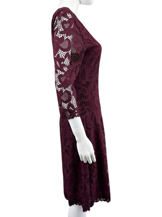 Josie Natori Purple Floral Lace Cocktail Dress Size 8