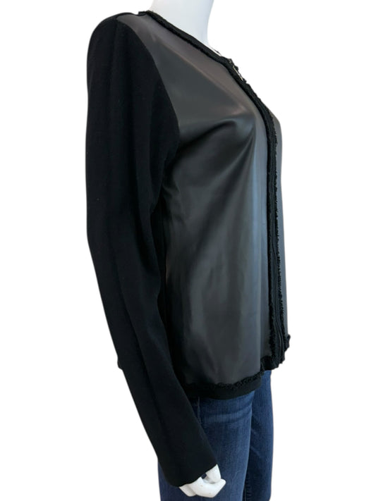 Sioni NWT Black Knit Faux Leather Jacket Size M