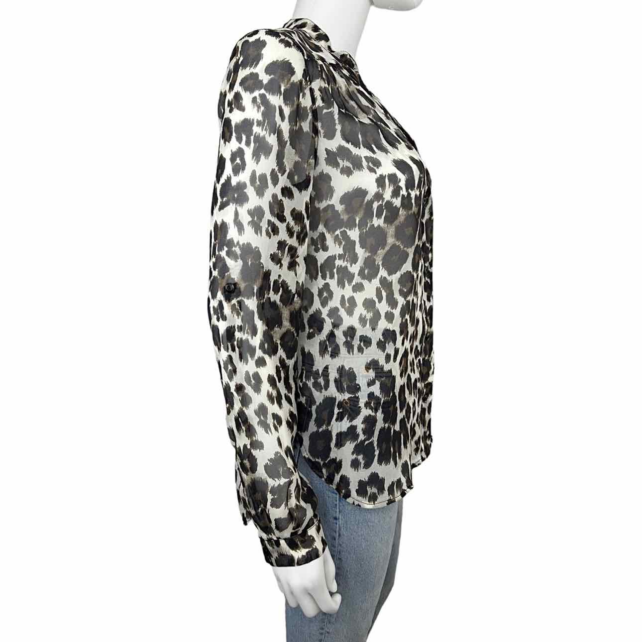 Diane von Furstenberg Brown Silk Leopard Print Button-down Size 2