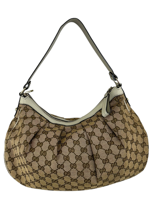 Gucci Tan Medium GG Canvas Sukey Shoulder Bag Designer Handbag