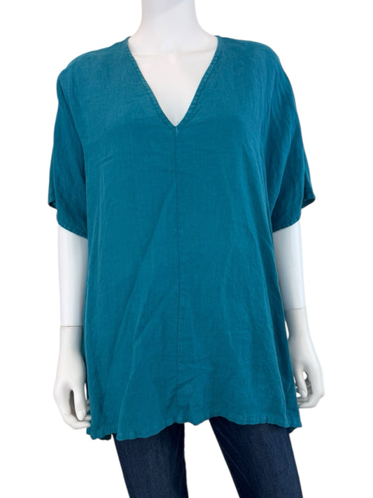 bryn Walker Teal 100% Linen Tunic Size XL