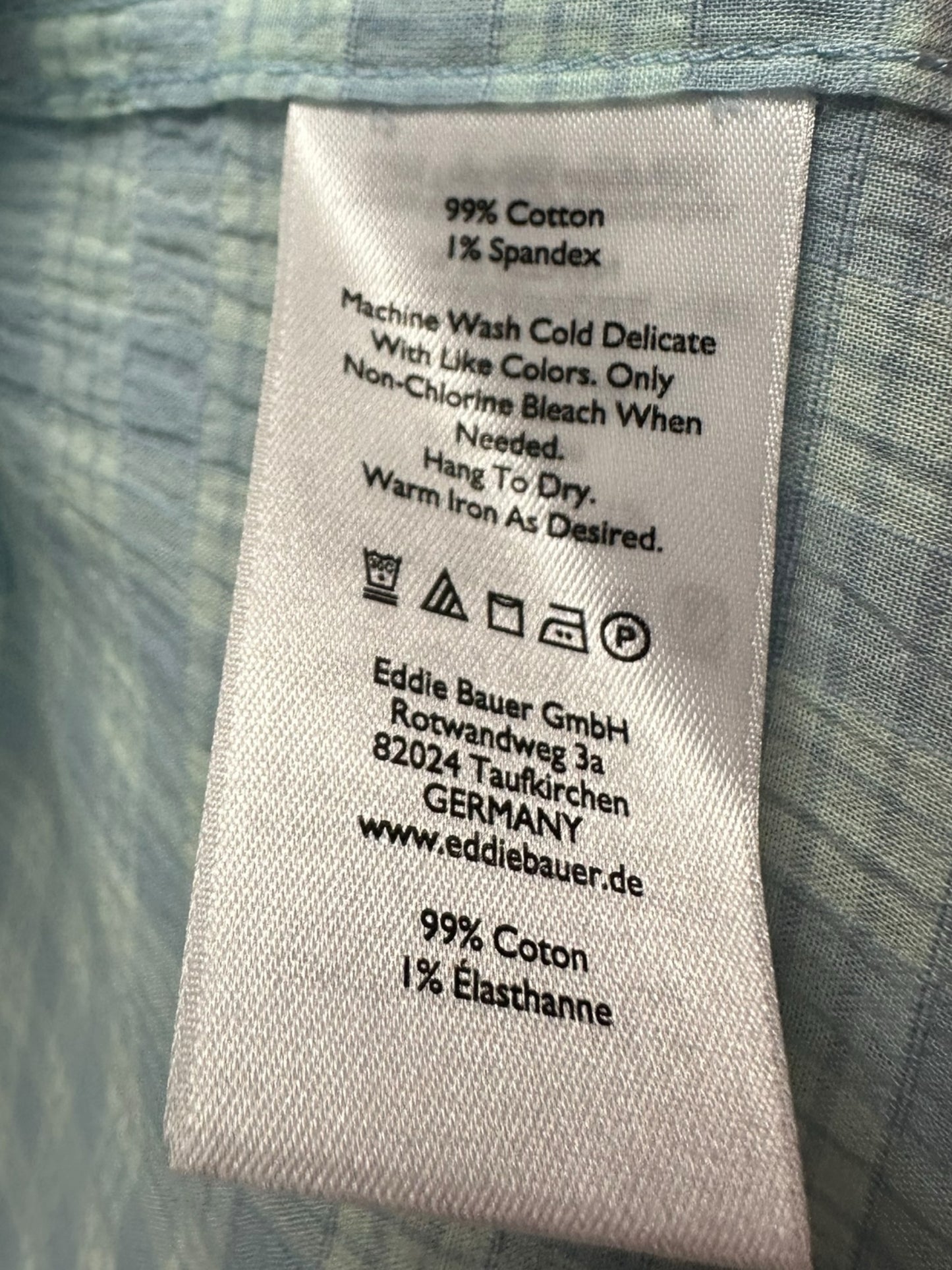 Eddie Bauer NWT Teal Plaid Button-Down Shirt Size M