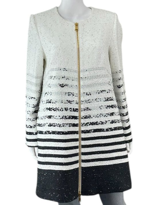 MILLY White Striped Tweed Coat Size 10