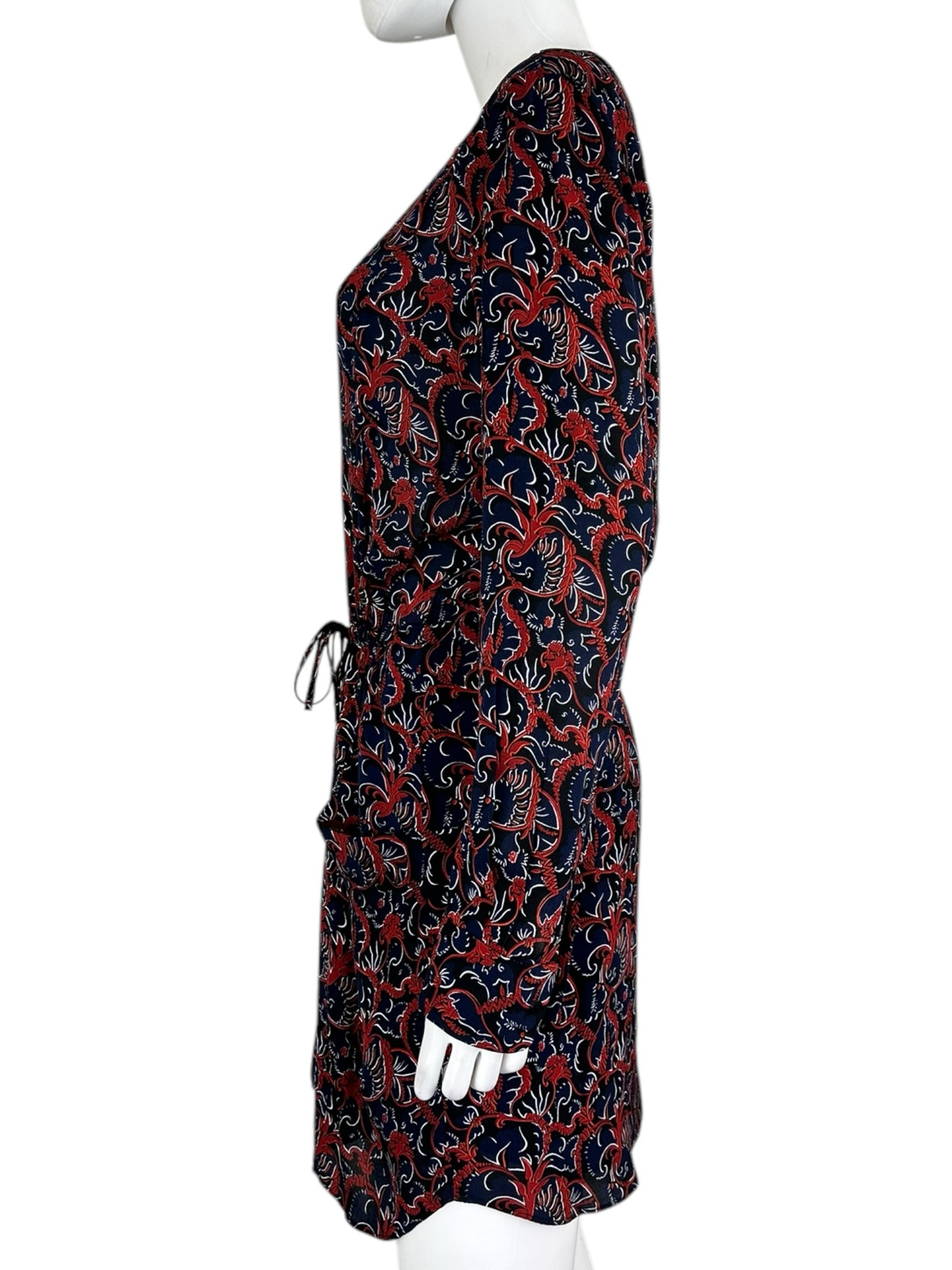 A.L.C Navy and Red Casual Dress 100% SILK Size 6