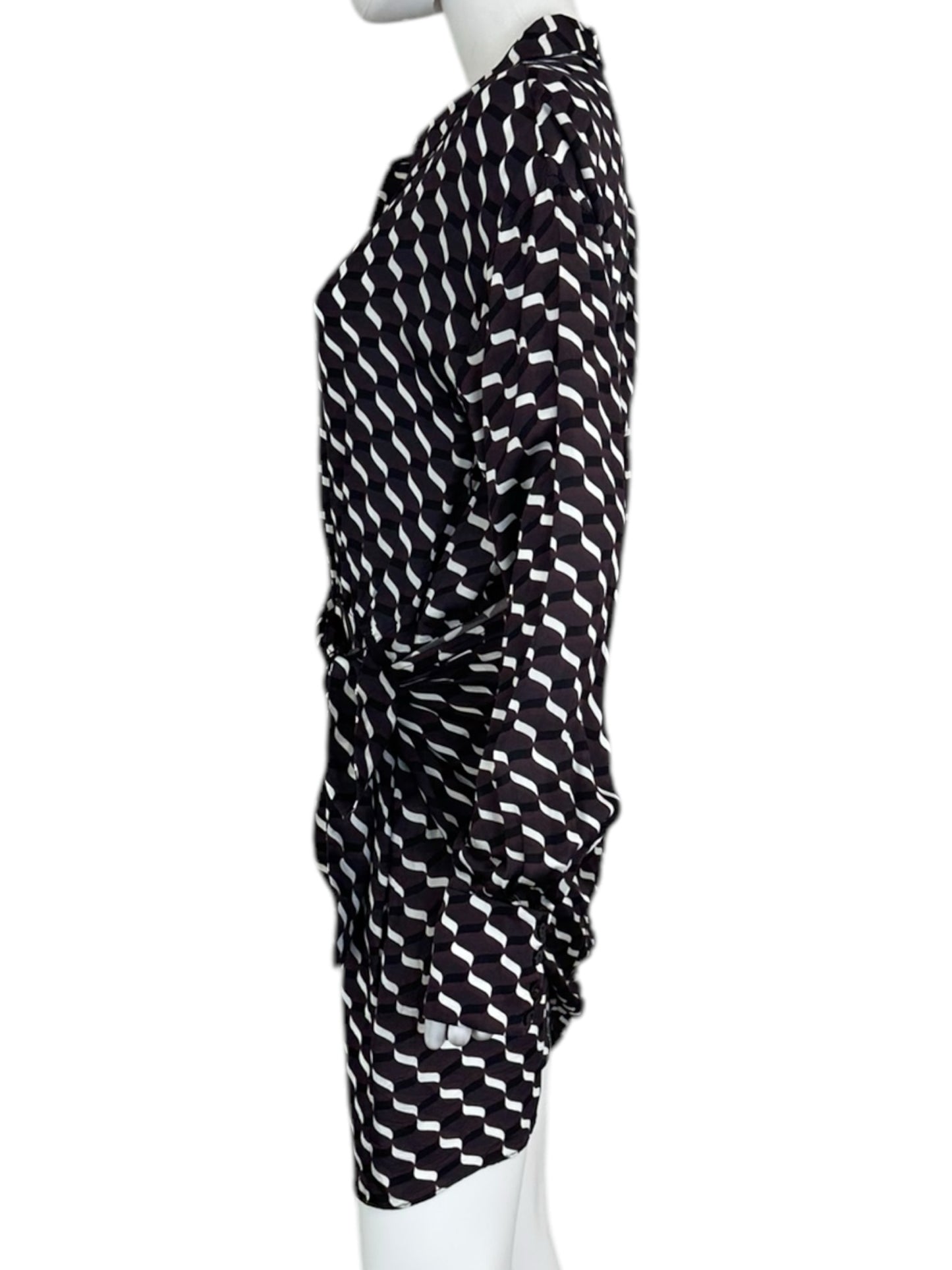 L'Academie Gray Print Collared Mini Dress Size S