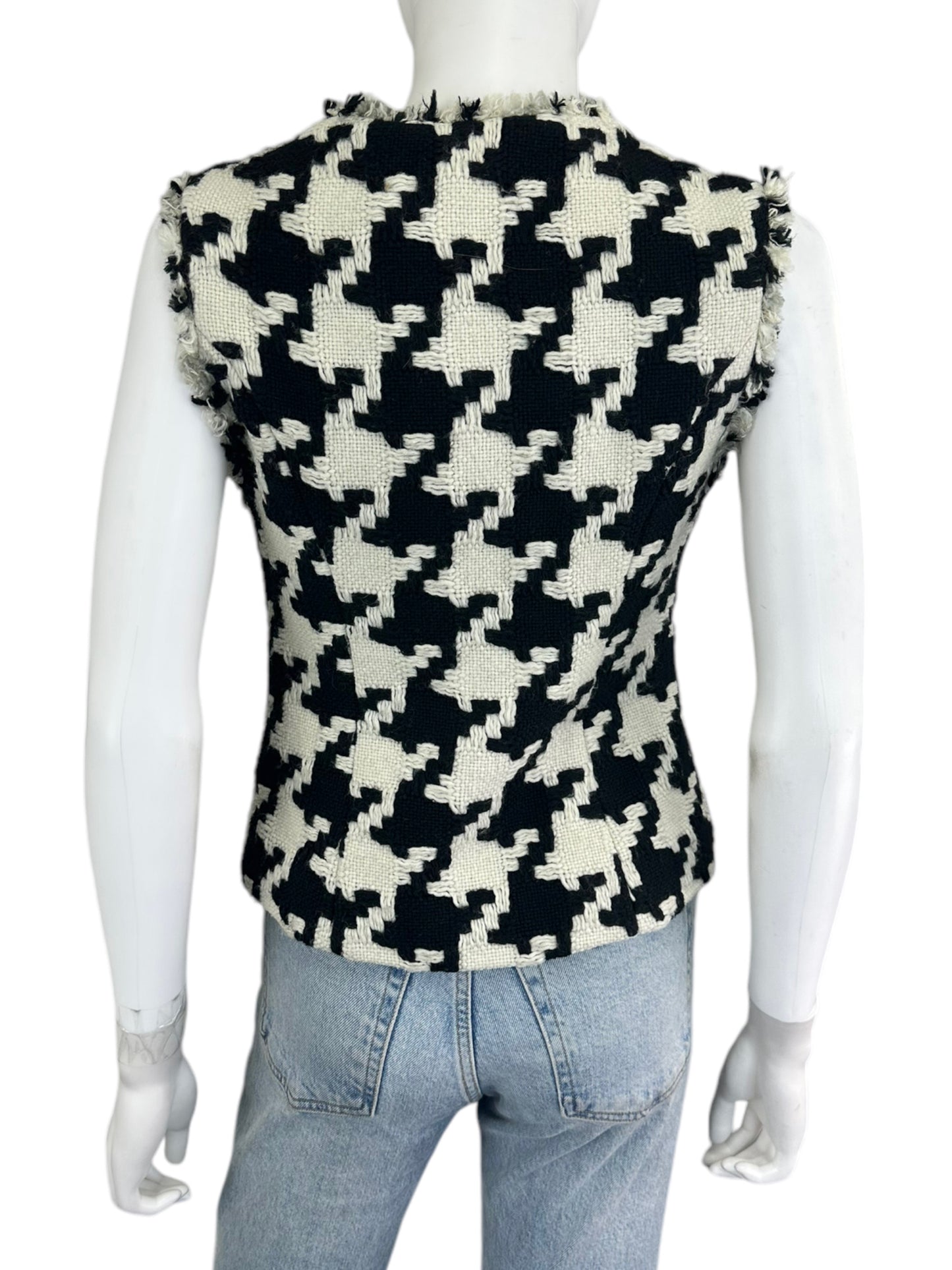 cabi Wool Blend Black and White Houndstooth Vest Size XS