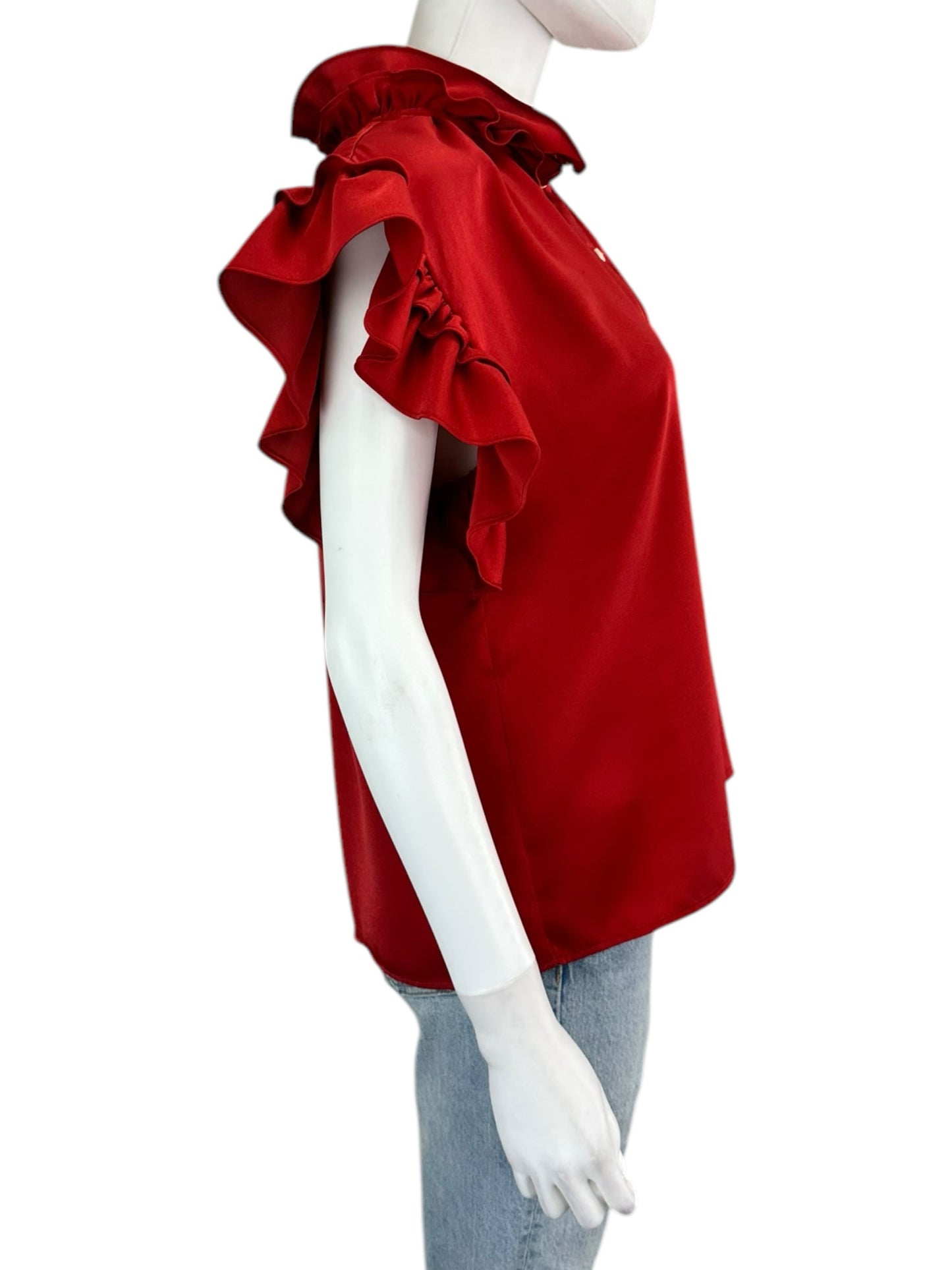 KOCH Red Ruffle Blouse Size S